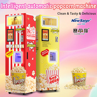 Máquina Expendedora de Palomitas de Maíz Automática Comercial de Acero Inoxidable con Función de Autolimpieza, Pago con Tarjeta de Crédito y Código QR para Centros Comerciales