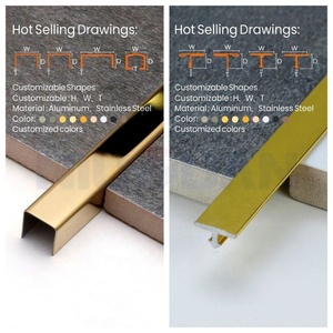 NIUYUAN Usine OEM – Profilés de finition d'angle pour <span class=keywords><strong>carrelage</strong></span> en aluminium/acier inoxydable, formes multiples - Product Image 3