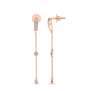 Pendientes de cadena de oro rosa modernos, joyería de moda colgante largo para fiestas nocturnas y ocasiones especiales de la India - Product Image 3