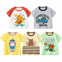 T-shirts d'été en coton à manches courtes et col rond pour enfants, vêtements mignons imprimés ours pour garçons et filles, vêtements pour bébés de 1 à 8 ans
