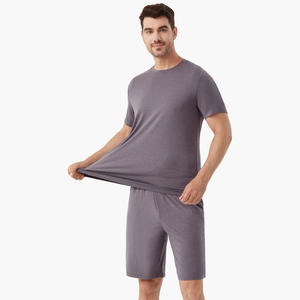 Ropa Casual para Hombre, Ropa de Dormir para Hombre, Pijamas de Bambú, Camiseta y Pantalones Cortos, Conjuntos de Pijamas, Pijamas Modales para Hombre - Product Image 3