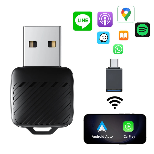 Mini Wireless CarPlay  Android Auto Dongle  Bluetooth WiFi Smart Adapter, Fast Auto Connect