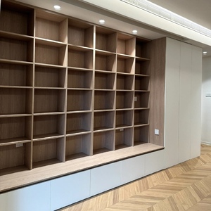 خزانة كتب خشبية عصرية للمنزل مع أبواب وأدراج، رف كتب مخصص للدراسة - Product Image 3