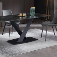 Table à manger de cuisine en marbre artificiel, table rectangulaire, de luxe unique, 6 places