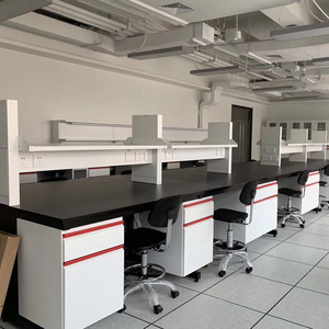 Laboratuvar mobilyası için Lab ada tezgah masa reaktif rafı ile tüm çelik ada çalışma tezgahı - Product Image 3