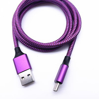 Cable USB trenzado de nailon 2.4A de carga rápida 30/28/26Awg tipo C a USB a Cable de datos de teléfono móvil de 2m para impresora escáner de código de barras