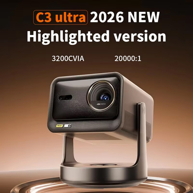2026 New Bright Version C3 Ultra | 3200ANSI 4K UHD Triple Laser DLP Portable 3D Ready Home Theater Projector
