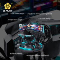 Machine de jeu commerciale Eplay, plateforme de mouvement 6 DOF populaire INS, simulateur de course F1 9D à mouvement complet avec 3 écrans en fibre de verre