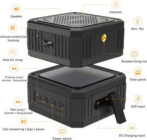 Haut-parleur solaire étanche IPX6, 15 heures <span class=keywords><strong>d</strong></span>'autonomie, basses stéréo riches, sortie 5W, antichoc, anti-poussière, pour la maison et l'extérieur - Product Image 6