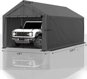 Abri de voiture 10x20 pieds, auvent robuste en acier, abri de rangement, <span class=keywords><strong>garage</strong></span> portable, tente de réception - Product Image 2