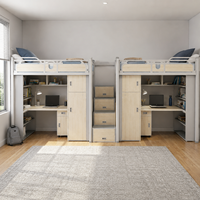 Lit superposé moderne à double niveau avec rangement en acier pour adultes, étudiants, dortoirs, meubles de chambre, usage hôtelier, lit superposé en métal et acier