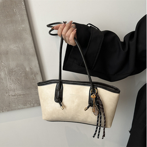 Tas Tote Poliester Retro Amerika Eropa, Tas Selempang Fashion Korea, Tas Tangan Sederhana Modern Kapasitas Besar, Serbaguna dengan Gantungan - Product Image 2