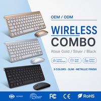 Conjunto de Teclado y Ratón Inalámbrico de 2.4GHz, Resistente al Agua, Retroiluminación RGB, Delgado, Mini Combo para Tablet, Laptop, PC, Smart TV