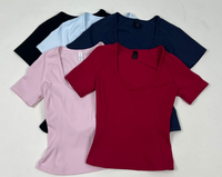 Ensemble de sport deux pièces GH pour femme : Crop top à manches courtes Impact et short cycliste taille haute à revers