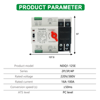 Commutateur de transfert automatique de Type PC d'usine directe 2P AC 220V 63A/100A onduleur commutateur ATS à double puissance