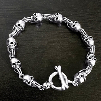 Odian chrome crâne Bracelet Punk Hip Hop coeur bijoux rétro Thai argent main marque croix bracelet cadeau pour hommes femmes couples