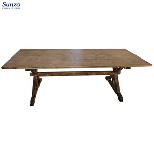 Mesa Rústica de Estilo Campestre con Patas Desmontables, Mesa de Comedor de Madera de Pino Sólido para <span class=keywords><strong>Banquetes</strong></span> de Boda <span class=keywords><strong>y</strong></span> Alquiler para Eventos - Product Image 4