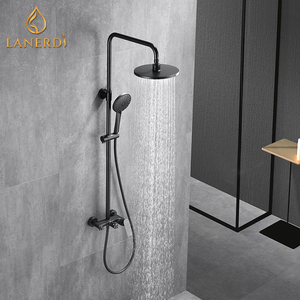 Juego <span class=keywords><strong>de</strong></span> grifos <span class=keywords><strong>de</strong></span> baño <span class=keywords><strong>de</strong></span> alta presión, conjunto <span class=keywords><strong>de</strong></span> ducha <span class=keywords><strong>de</strong></span> un solo Mango, chapado <span class=keywords><strong>en</strong></span> negro mate, agua caliente y fría, <span class=keywords><strong>Barcelona</strong></span>, Español - Product Image 2