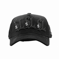 Casquette de luxe OEM en gros, broderie et strass, en daim noir, style hip-hop streetwear, personnalisée, haute qualité