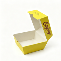 Caja para Hamburguesas Desechable, Ecológica, Biodegradable y Reciclable, Resistente al Agua, Autoarmable, de Cartón de Grado Alimenticio, con Logotipo Personalizable