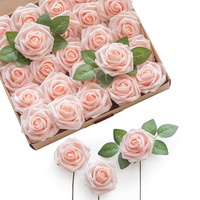 INUNION DIY PE Mousse Têtes Boîte Réel Aspect Ivoire Rose Fleurs Artificielles