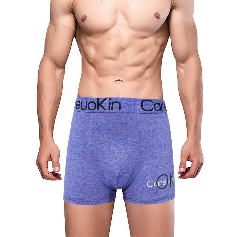 Calzoncillos de algodón a precio barato Careuokin color sólido Boxer Homme algodón poliéster cintura ancha ropa interior para hombres A1765