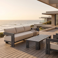 Canapé d'extérieur en aluminium combinable avec tissu imperméable et grands coussins pour complexe hôtelier, bord de piscine, terrasse, villa, jardin, salon de jardin