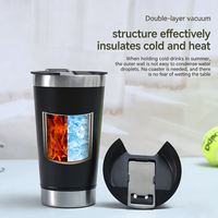 Gobelet isotherme en acier inoxydable de 500 ml avec couvercle et décapsuleur, tasse isolée sous vide pour fêtes, camping, logo personnalisé, vente en gros