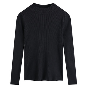 Women's High Neck Long Sleeve Knit Sweater Slim Fit Solid Color One Size Fits All Autumn Inner <b>Layer</b> Candy <b>Top</b> - Product Image 5