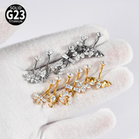 Perhiasan Cincin Pusar Titanium Grade Implan, Perhiasan Tubuh Seksi, Perhiasan Pusar Emas, Perhiasan Tubuh Wanita