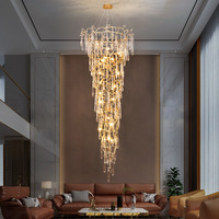 Lustre en verre moderne de grande taille, design le plus récent, lumière LED décorative de style château, lampe de haute qualité, foyer, commande par application/télécommande, 3 ans