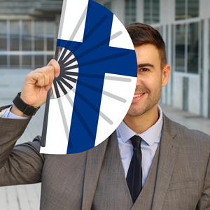 Abanicos Plegables de Bambú con la Bandera de Finlandia al por Mayor, Abanico de Mano para Carnaval, Boda, Festival, Fiesta, Agencia de Viajes - Product Image 1