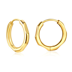 ต่างหูแบบห่วง สแตนเลสชุบทอง ทรงกลม รูปทรงเรขาคณิต ใส่ได้ทุกวัน สำหรับทุกเพศ - Product Image 1