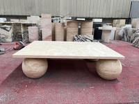 Mesa de centro de ónix Rosa mesas de sofá de tres esferas de lujo