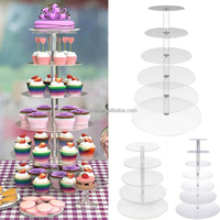 Meilleur support à gâteau rond multicouche en acrylique personnalisé pour les aliments gastronomiques, les mariages, les anniversaires