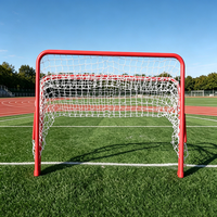 But de football miniature réglable en métal rouge, robuste et mobile, pour enfants, entraînement en extérieur et sur la plage