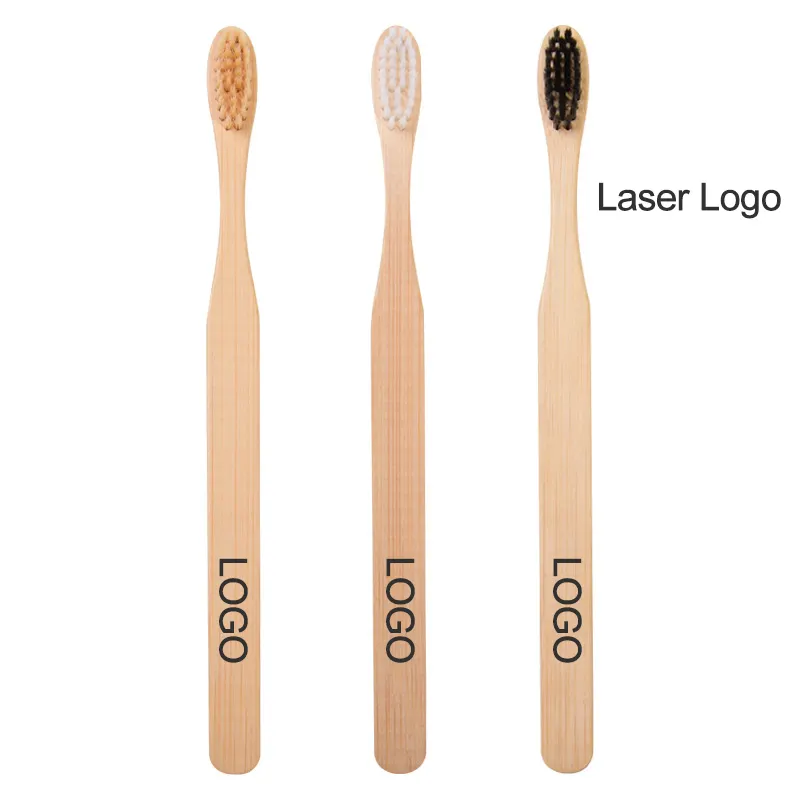 Ücretsiz örnek özel Logo biyobozunur yumuşak kıllar doğal bambu kolu otel bambu diş fırçası diş fırçası