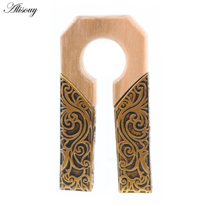 Alisouy 1 pezzo Retro arco in legno naturale lega motivo fiore orecchio espansore barella spina calibri orecchino corpo Piercing gioielli - Product Image 5
