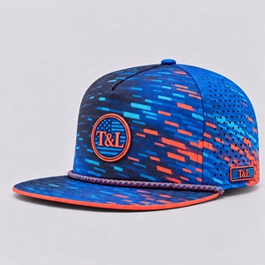 Golf <b>Cap</b> Digital <b>Camo</b> Blue Orange Waterproof PVC Patch Rope Snapback 5 Panel Perforated Breathable Athletic Outdoor Men Women - Product Image 1