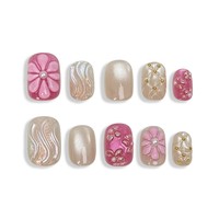 Y20 En gros Fournitures de faux ongles à presser colorés, motif floral fait main, réutilisables, pour fête, en set