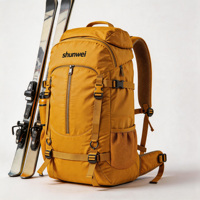 Sac à dos de randonnée professionnel personnalisé Shunwei, compatible ski, multi-sangles, jaune moutarde