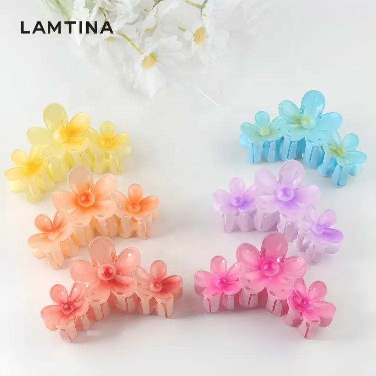 Go Party Vacation Fashion Large Pretty Plastic Egg Flower Hair Claw Clips Hair Accessories For Women Girls