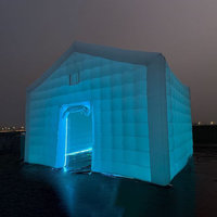 Tentes de chapiteau gonflables personnalisées, tente de boîte de nuit cubique gonflable avec lumière LED