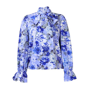 E0110ME21 Bestseller stampa floreale con colletto basso a manica lunga <span class=keywords><strong>blusa</strong></span> e camicie da <span class=keywords><strong>donna</strong></span> alla moda - Product Image 5