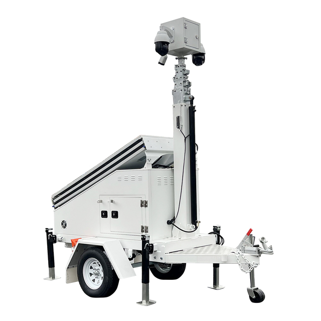 Mobile Solar Powered Trailer with 2x PTZ Dome Cameras for CCTV