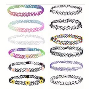 Collar de clavícula de diseño simple al por mayor, 12 unidades/juego, collar elástico de alambre de pescado, collar de plástico con diseño de tatuaje - Product Image 5