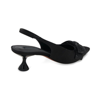 Chaussures en cuir personnalisées OEM ODM, nouvelle collection, talon vintage, bout pointu, nœud papillon en briques et pierres, pour femmes, chaussures de mariée, chaussures d'été, chaussures pour dames