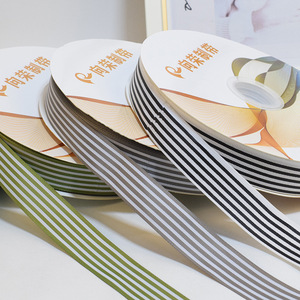 Экологичная прочная репсовая лента с принтом 2,5 см для упаковки подарков на Рождество, декоративная лента в полоску для выпечки, 100 ярдов - Product Image 2