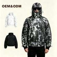 Doudoune à capuche personnalisée coupe oversize style Techwear imprimé marbré coupe-vent hiver