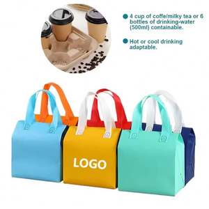 Sac à boissons non tissé personnalisé avec logo, couche isolante, poignée confortable, ruban adhésif jetable pour les cafés - Product Image 2